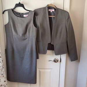 Elegant Gray Women's Dress and Blazer Set